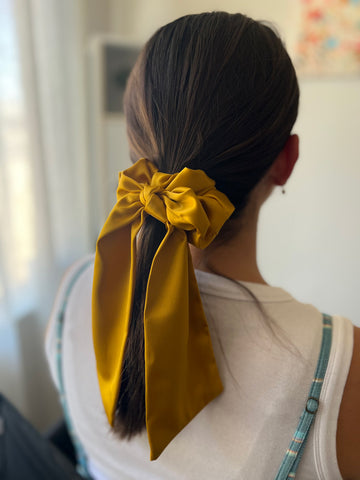 Mustard Yellow Satin Scarf Scrunchie