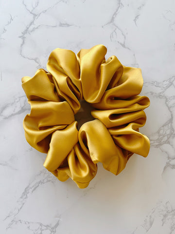 Mustard Yellow Satin Scrunchie