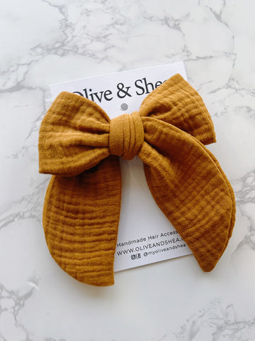 Chunky Crinkle Midi Hand Tied Hair Bow