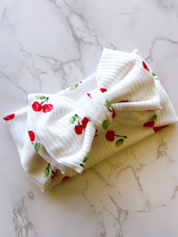 Sweet Cherry Baby Bow Headwrap