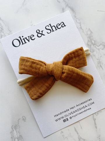 Crinkle Hand Tied Bow Baby Headband