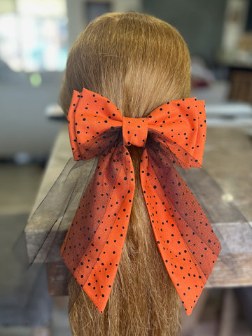 Halloween Polka Dot Hair Bow