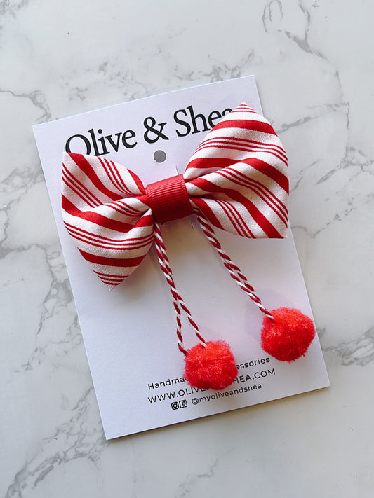 Candy Cane Dangle Hair Bow