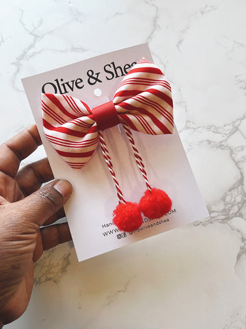 Candy Cane Dangle Hair Bow