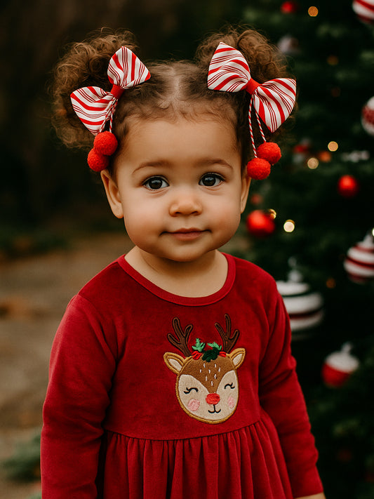 Candy Cane Dangle Hair Bow