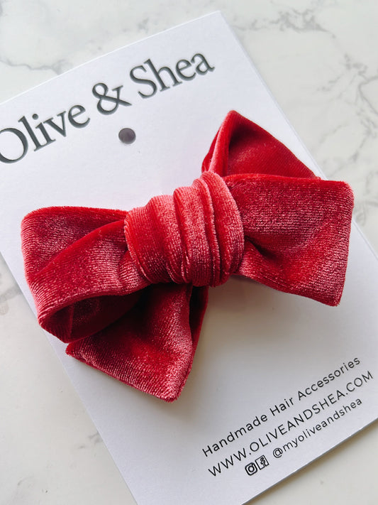 Velvet Hand Tied Hair Bow