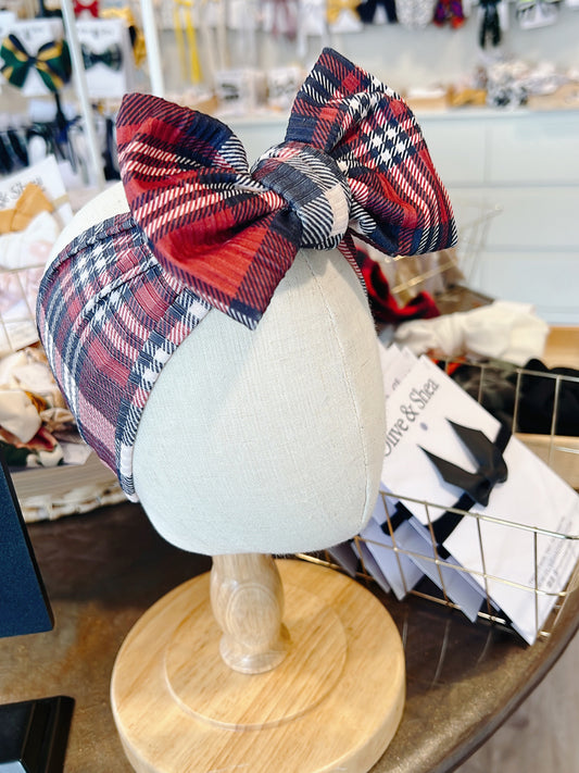 Merry Plaid Baby Bow Headwrap