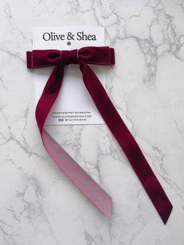 Velvet Long Tailed Skinny Hair Bow