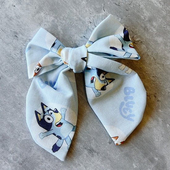 Handmade bluey kids hair bow