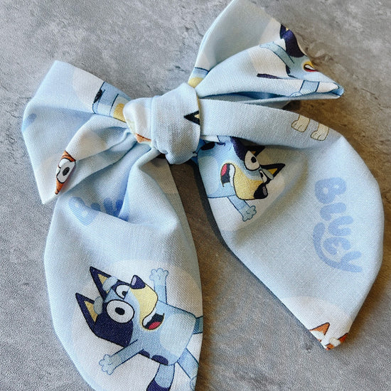 Handmade bluey kids hair bow