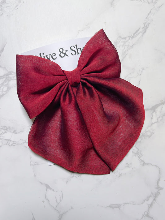 Sheer Red Hair Bow