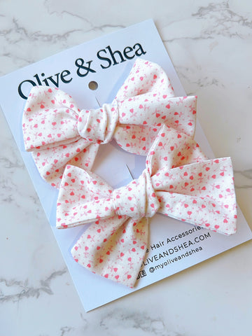 Love Flower Pigtail Hand Tied Hair Bow Set