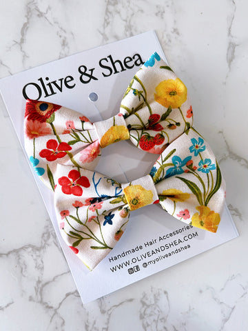 Wild Floral Pigtail Hair Bow Set