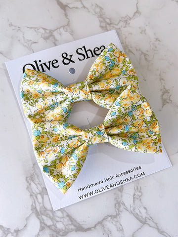 Chloe Yellow Floral Medley Pigtail Hair Bow Set