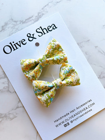 Chloe Yellow Floral Medley Mini Hair Bow Set