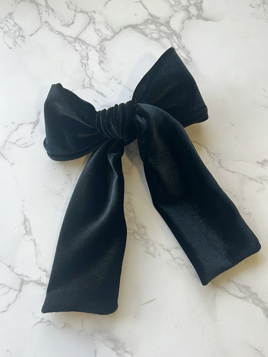 Long Velvet Hand Tied Hair Bow