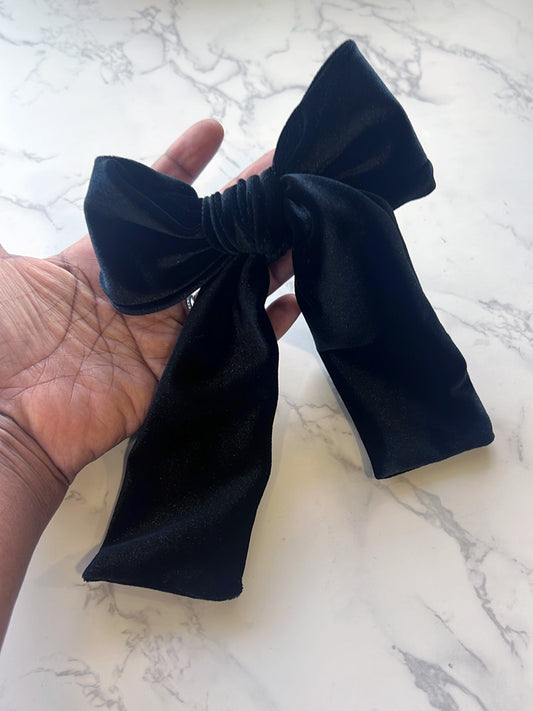 Long Velvet Hand Tied Hair Bow