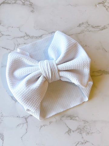 White Oversize Bow Baby Headwrap
