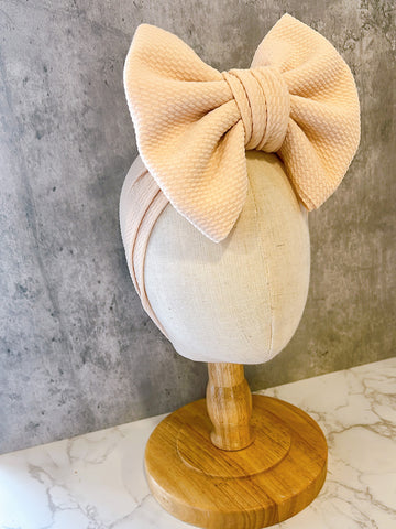 Beige Oversize Bow Baby Headwrap