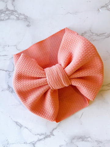 Peach Oversize Bow Baby Headwrap