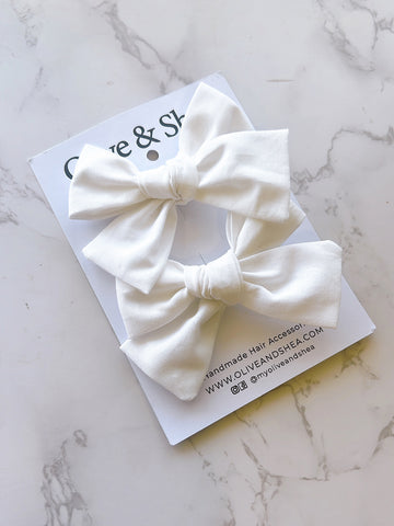 Plain Hand Tied Pigtail Hair Bow Set