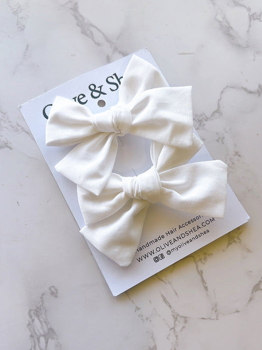Plain Hand Tied Pigtail Hair Bow Set