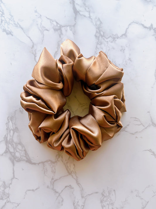 Brown Satin Scrunchie