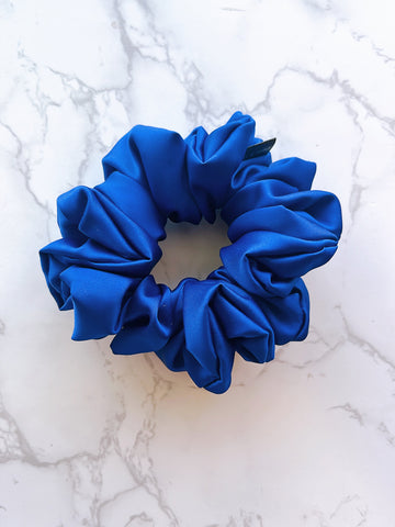 Michelle Royal Blue Satin Scrunchie