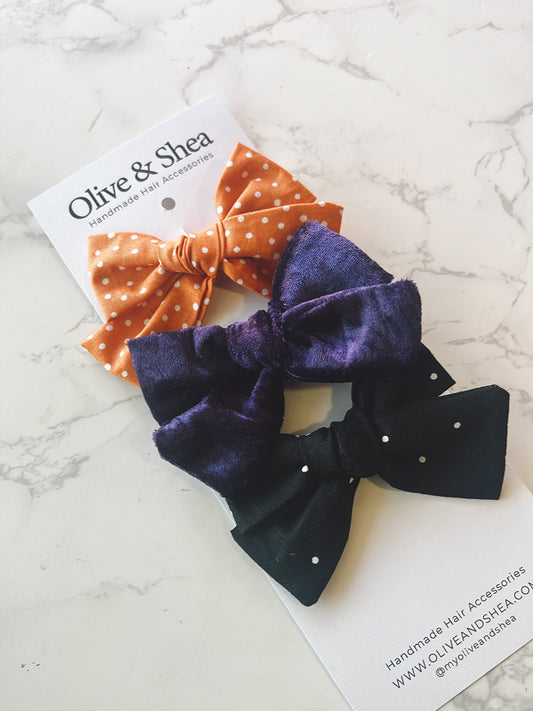 Halloween Hand Tied Hair Bow Variety Pack
