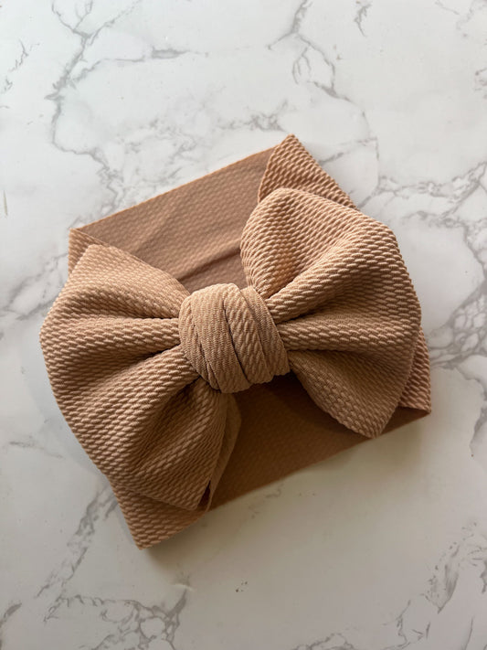 Tan Oversize Bow Baby Headwrap