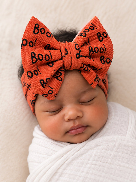 Halloween Boo Oversize Bow Baby Headwrap