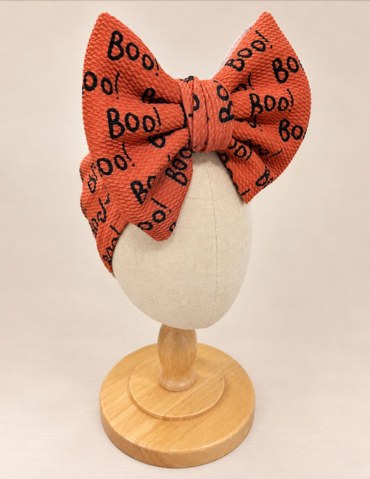 Halloween Boo Oversize Bow Baby Headwrap