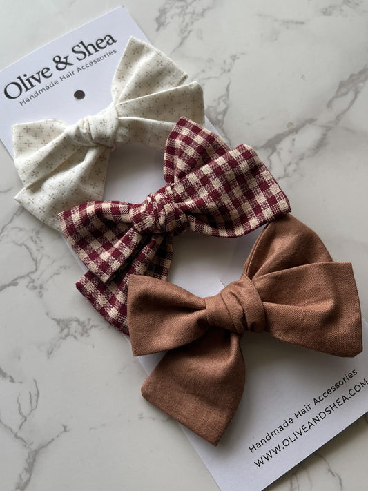 Fall Hand Tied Hair Bow Variety Pack