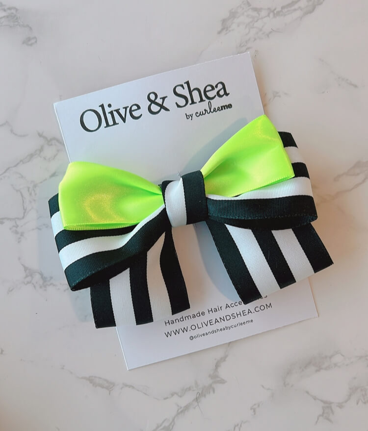 Beetlejuice Halloween Bow