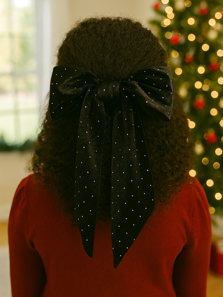 Black Starlight Velvet Bow - Image 2