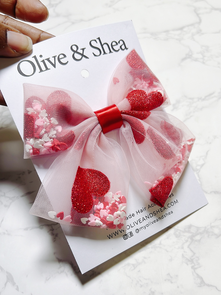 Valentines Mesh Shaker Hair Bow